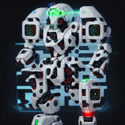 White Mecha Robot 3D Render QR Code Poster