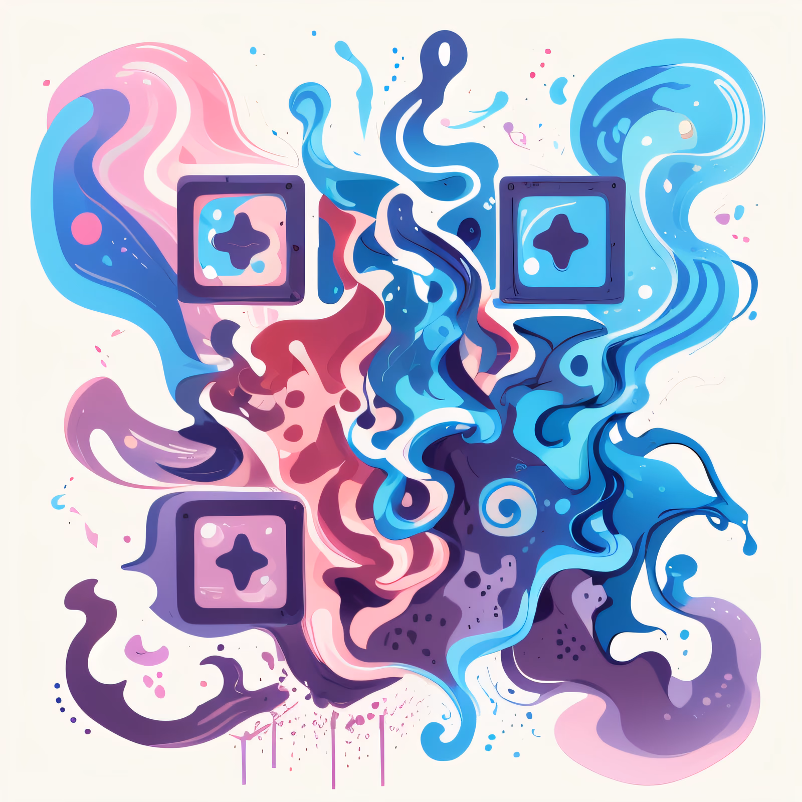 Flowing Wave Abstract Vector Water QR Code for Stickers — image 1