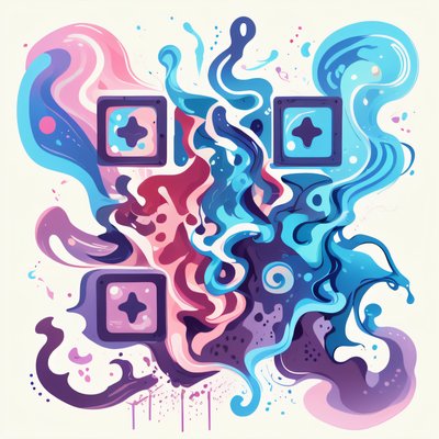 Flowing Wave Abstract Vector Water QR Code for Stickers