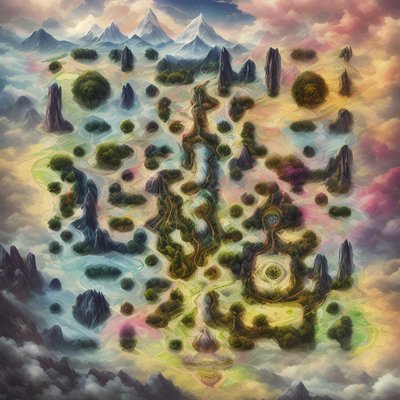 奇幻世界地图概念二维码艺术