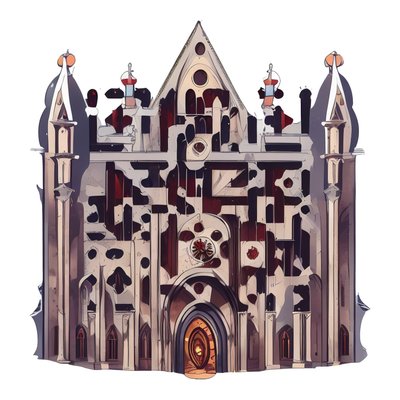 Gothic Cathedral Facade Vector QR Code for Stickers