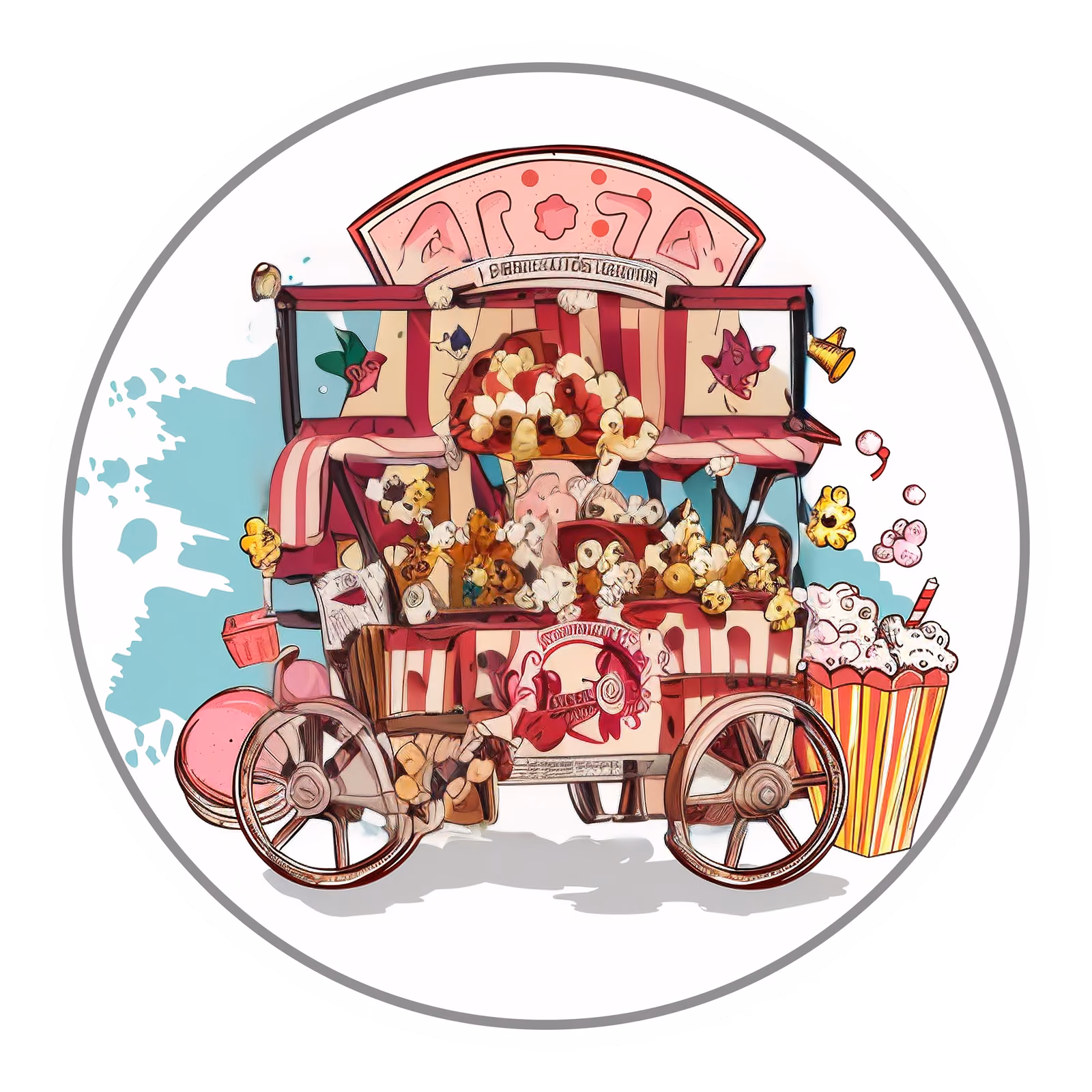 Popcorn Cart Vector Illustration QR Code for Stickers — image 1