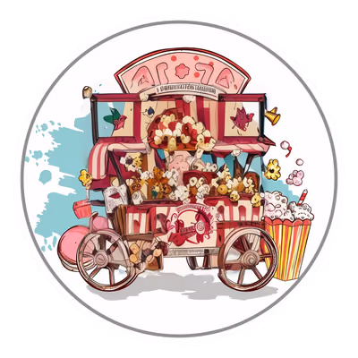 Popcorn Cart Vector Illustration QR Code for Stickers — image 1