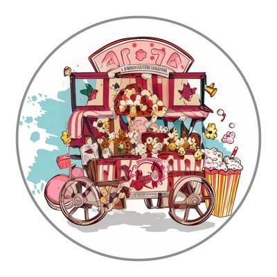 Popcorn Cart Vector Illustration QR Code for Stickers