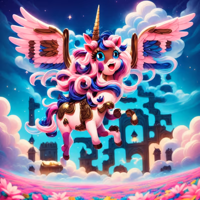 Winged Unicorn 3D Cartoon QR Code for Stickers — image 1