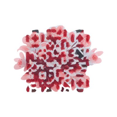 Pink Crimson Blossom Vector QR Code for Stickers