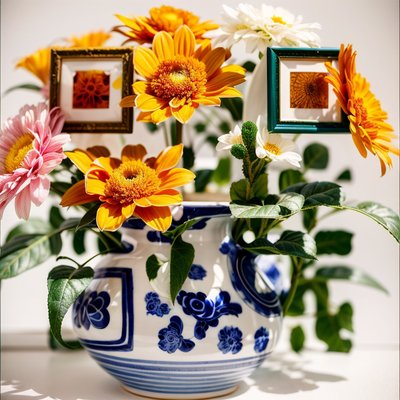 Marigold Ceramic Vase Photo QR Code Art