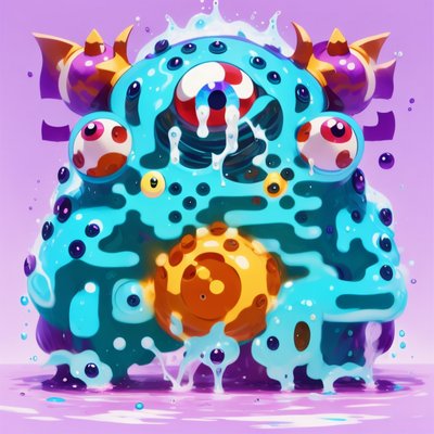 Blue Slime Monster Vector QR Code for Stickers