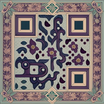 Цветочный арабесковый орнамент плитки: QR-код