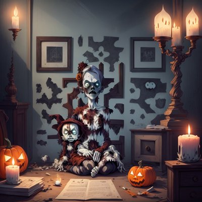 Zombie Family Halloween Room QR Code for Posters