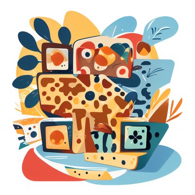 Cheese and Bread Abstract Vector QR Code for Stickers