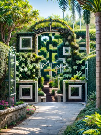 Botanical Garden Path Photo QR Code Art