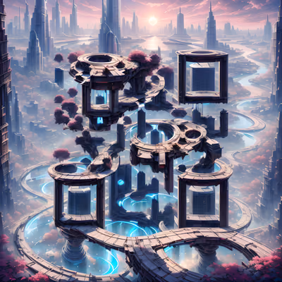 Futuristic Ring Cityscape Digital Painting QR Code for Posters — image 1
