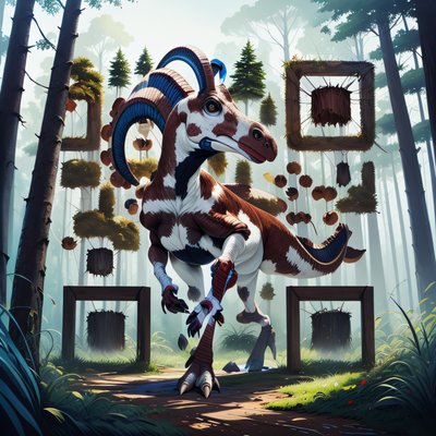 Parasaurolophus Forest Concept Art Dinosaur QR Code for Posters