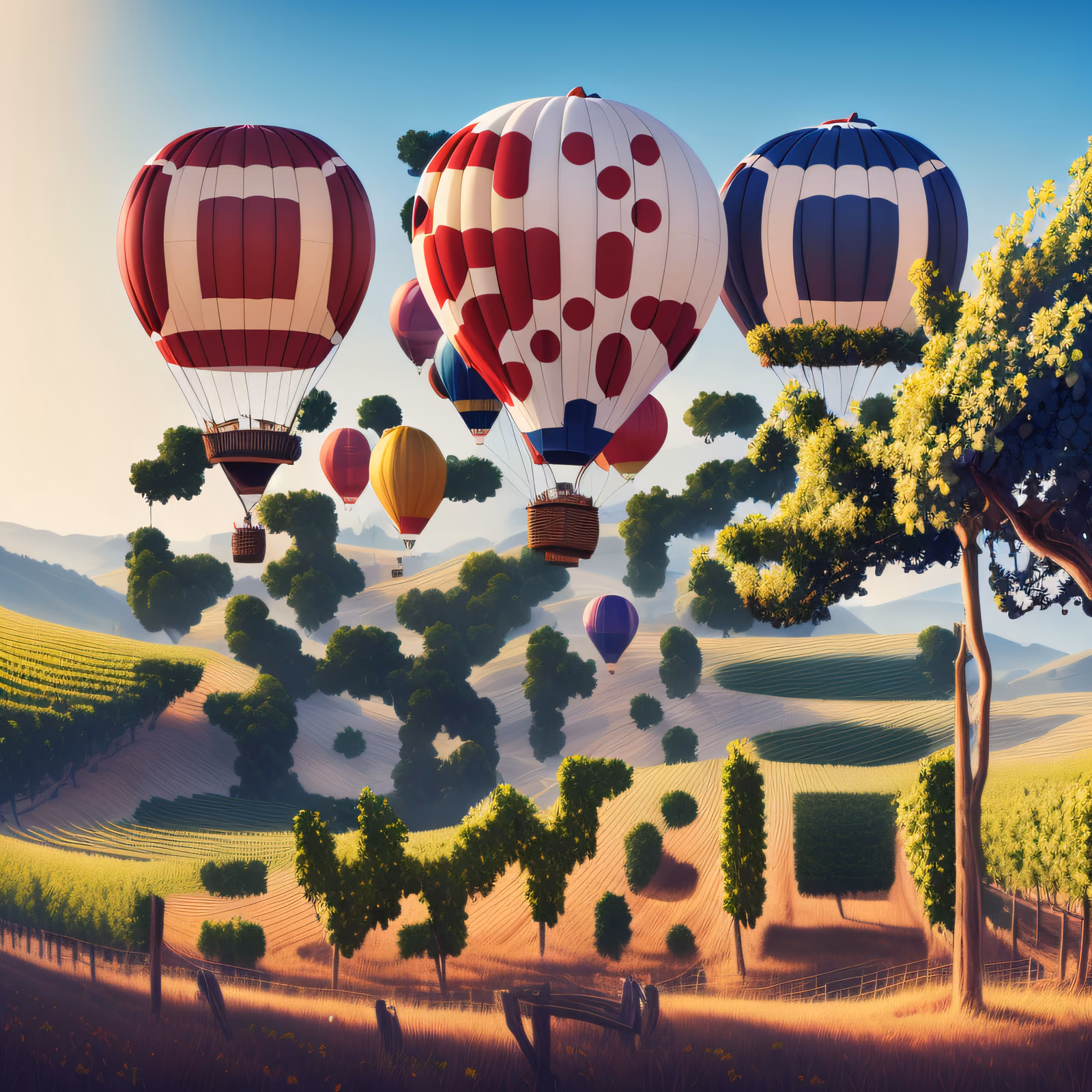 Vineyard Hot Air Balloons Painting QR Code for Posters — image 1