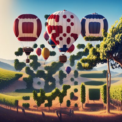 Vineyard Hot Air Balloons Painting QR Code for Posters