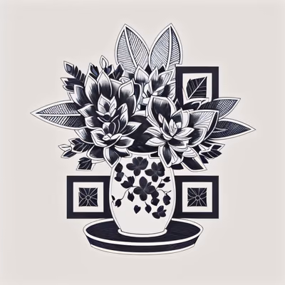 Potted Succulent Tattoo Line Art QR Code for Stickers — image 1