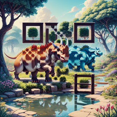 Triceratops Pond Cartoon QR Code for Posters