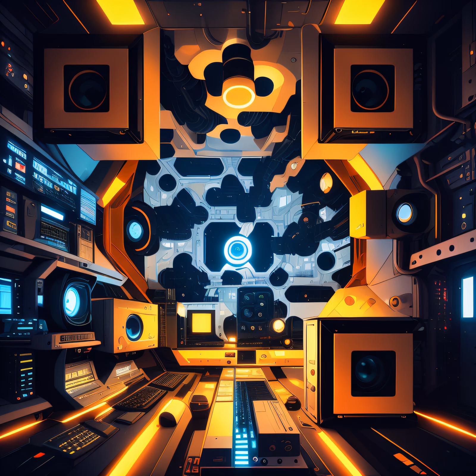 Spaceship Engine Room Cyberpunk QR Code for Posters — image 1