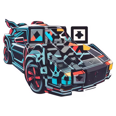 Neon Sports Car Vector QR Code for Stickers — image 1