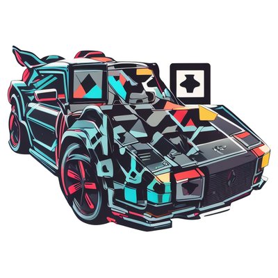 Neon Sports Car Vector QR Code for Stickers