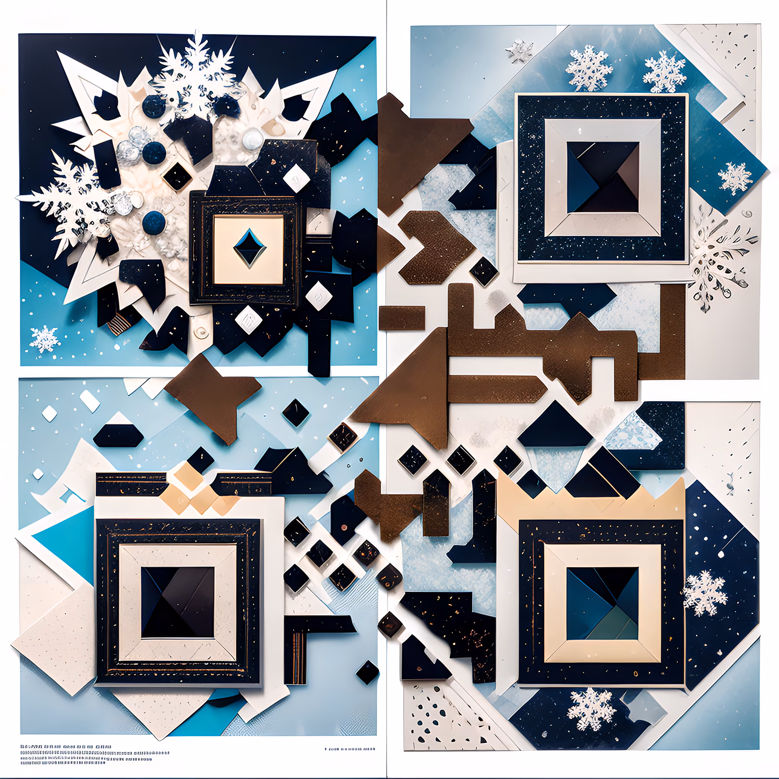 Icy Snowflake Paper Collage QR Code Art — image 1