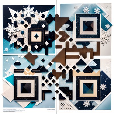 Icy Snowflake Paper Collage QR Code Art