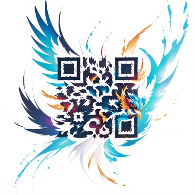 Феникс из брызг краски: QR-код для временных тату