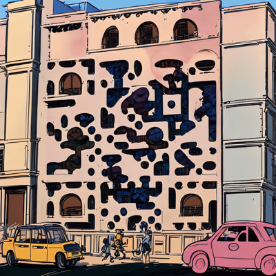 Pink City Building Comic Book QR Code Poster — image 1
