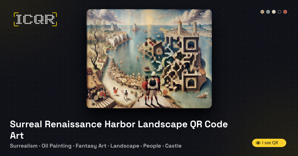 Surreal Renaissance Harbor Landscape QR Code Art • ICQR