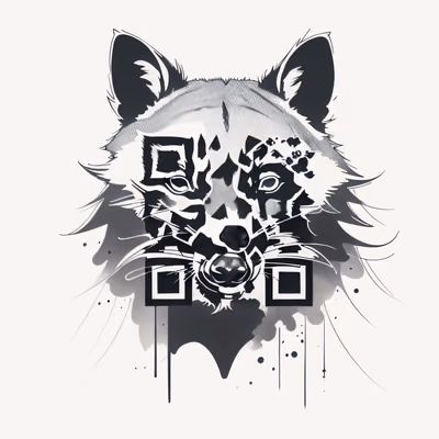 Морда енота в стиле тату тушью: QR-код для временных тату — изображение 1