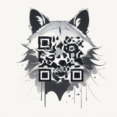 Raccoon Face Ink Tattoo QR Code for Temporary Tattoos