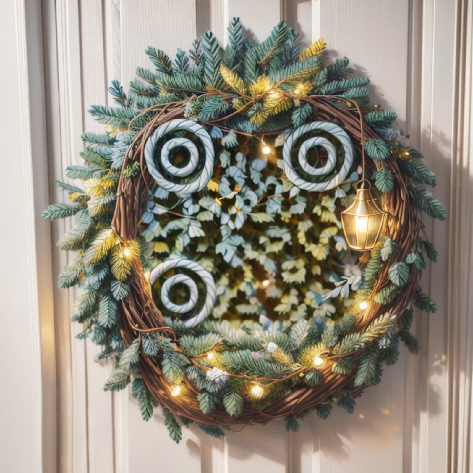Christmas Pine Wreath Digital Painting QR Code for Greeting Cards — image 1