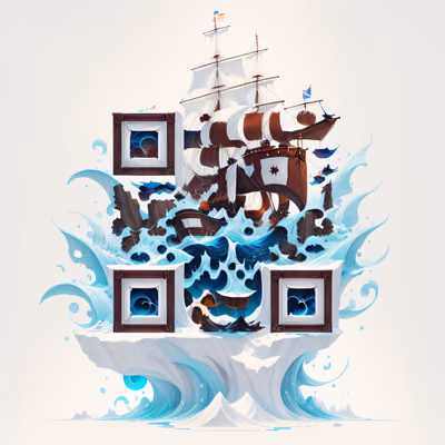 Парусный корабль в игровом стиле: QR-код для постеров — изображение 1