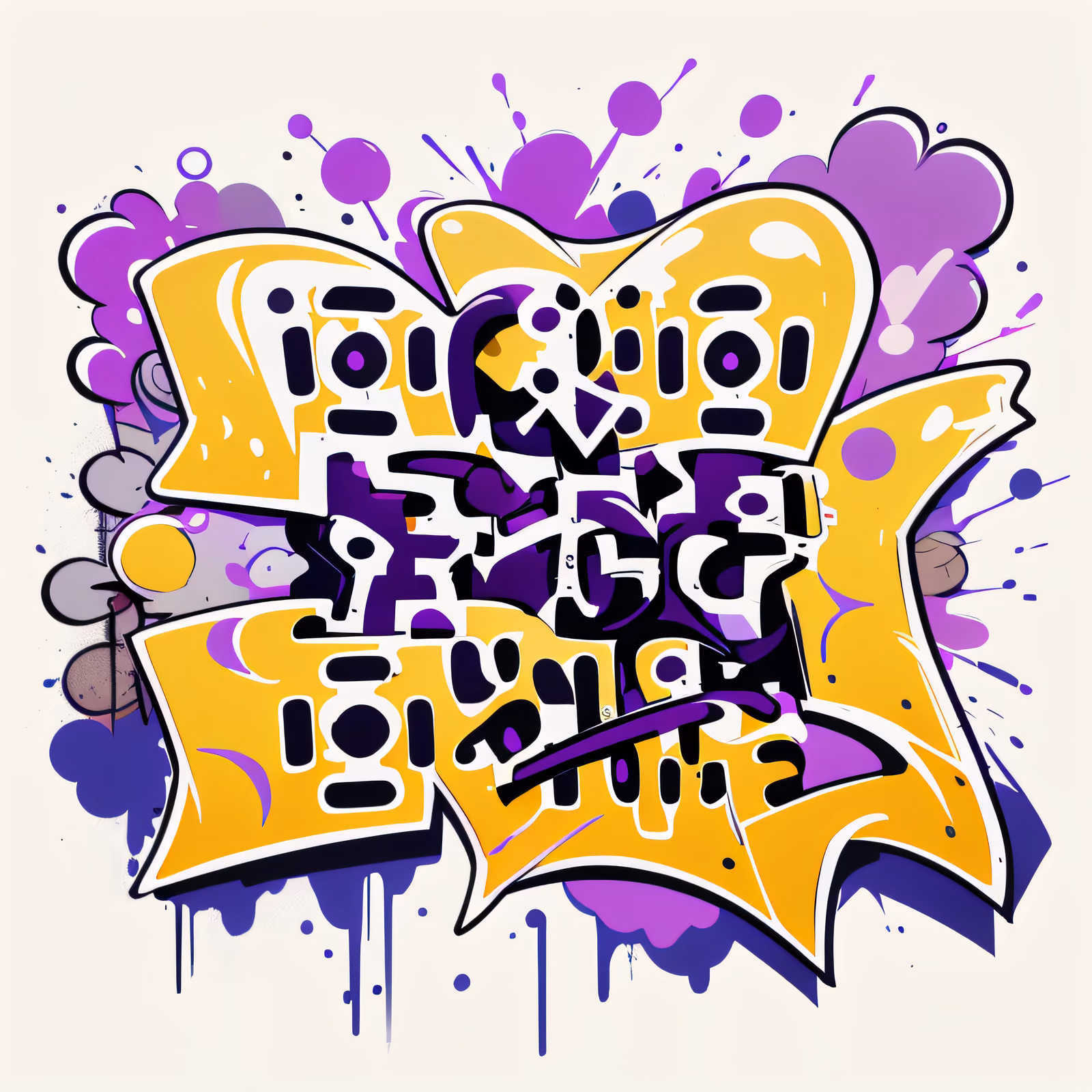 Yellow Purple Graffiti Lettering QR Code for Stickers — image 1
