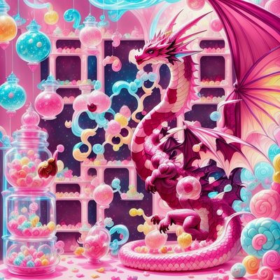 Pink Dragon Candy Shop Fantasy QR Code for Packaging
