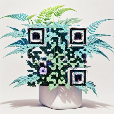 Fern Planter 3D Render QR Code Art