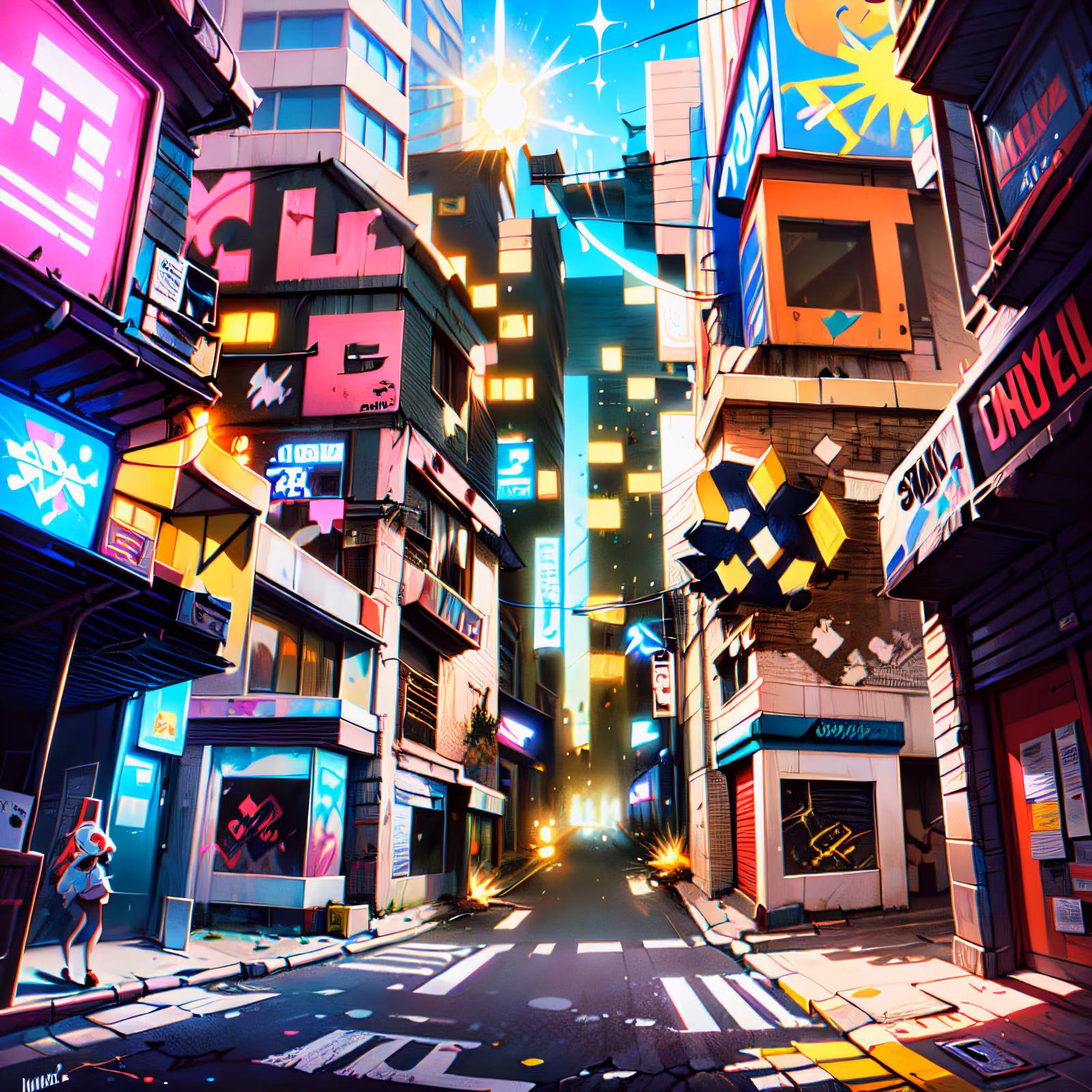 Neon Graffiti City Street QR Code for Posters — image 1