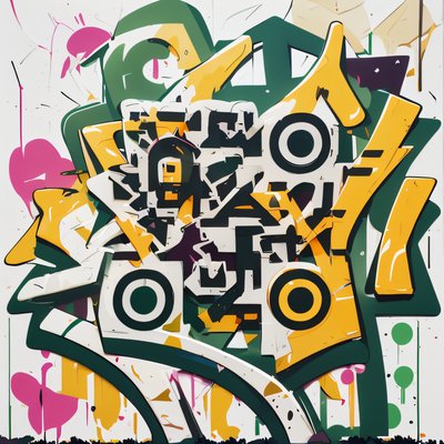 Yellow Green Graffiti Lettering QR Code for Posters