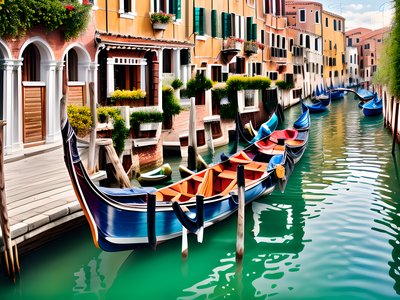 Venice Gondola Canal Photorealistic QR Code for Posters