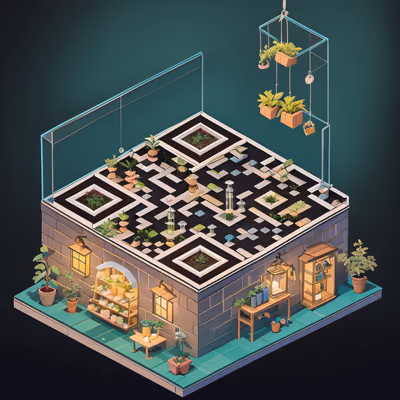 Isometric Apothecary Shop Diorama QR Code for Packaging — image 1