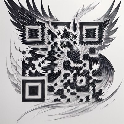 Phoenix Ink Sketch Tattoo QR Code for Temporary Tattoos