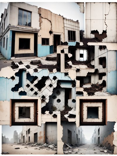 Abandoned Buildings Collage QR Code for Posters
