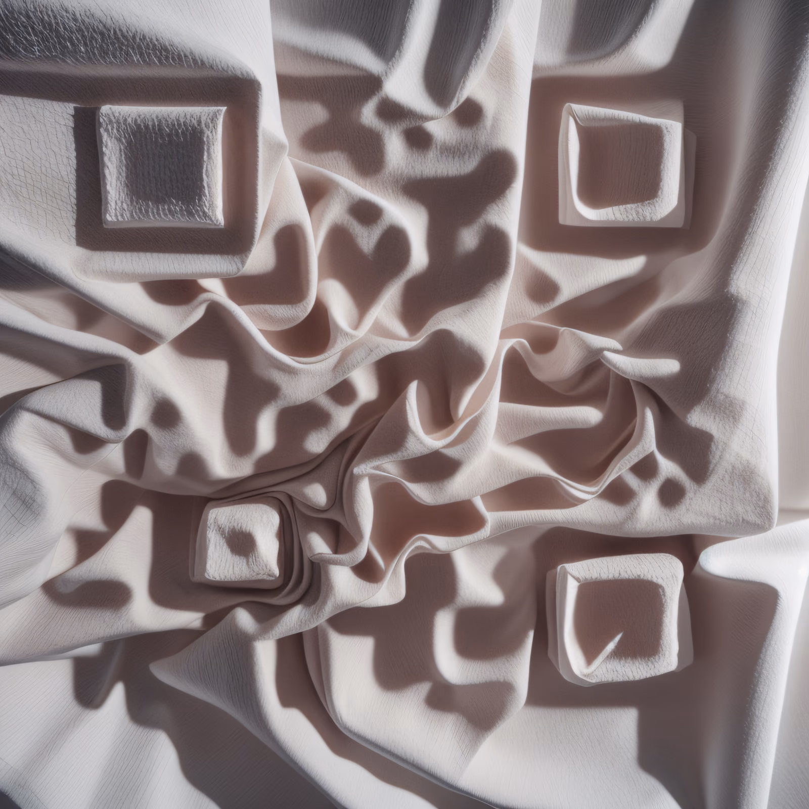 White Draped Cloth Sculpture QR Code Art — image 1