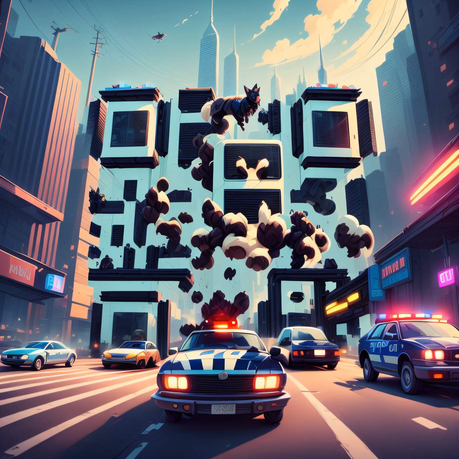 Police Car Chase Game Art QR Code for Posters — image 1