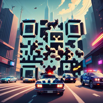 Police Car Chase Game Art QR Code for Posters