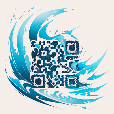 Turquoise Crashing Wave Tattoo QR Code for Temporary Tattoos — image 1