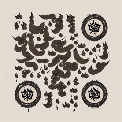 Ink Calligraphy Brush Strokes QR Code Art