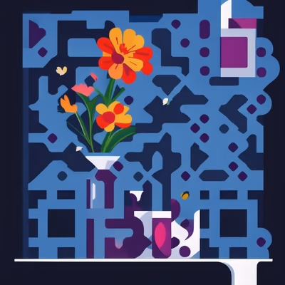 Flower Vase Vector Illustration QR Code Art — image 1
