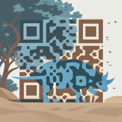 Triceratops Riverbank Flat Vector QR Code for Book Covers